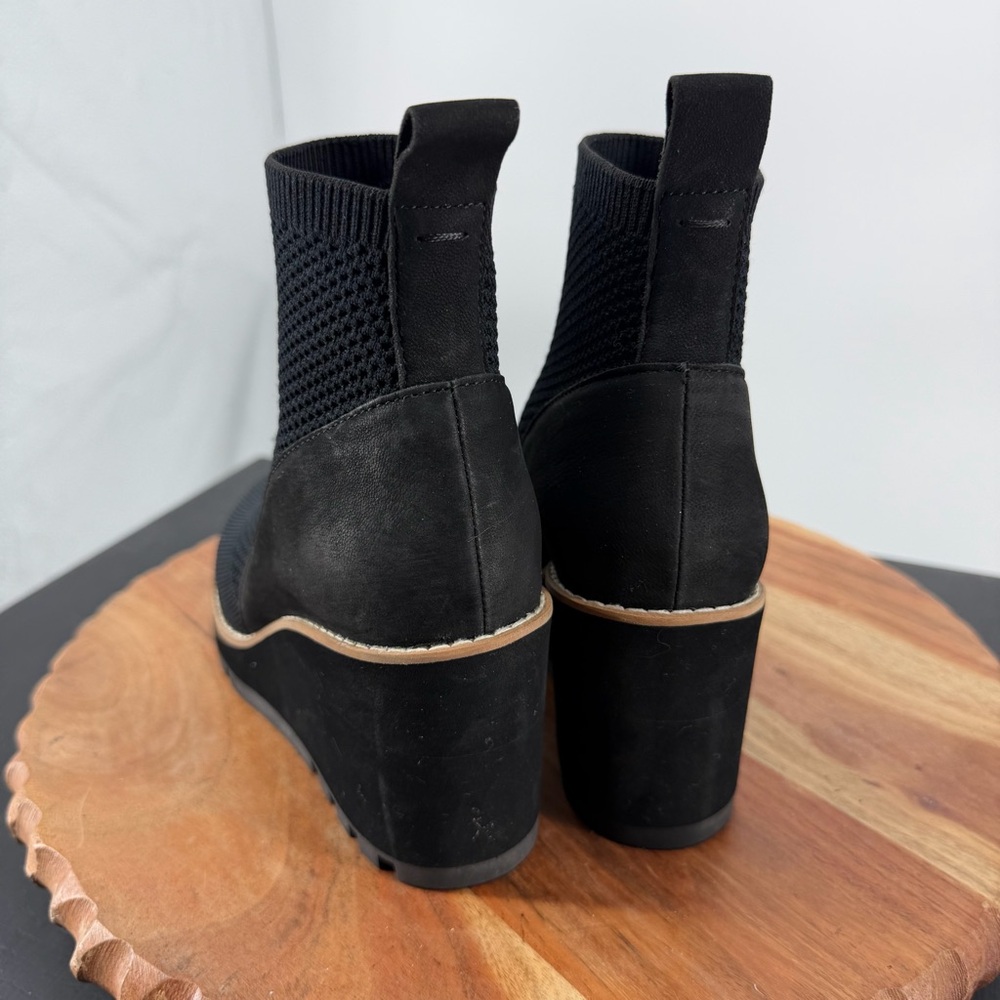 Eileen Fisher Quill Black Knit Wedge Bootie Size 5.5 - Picture 4 of 7